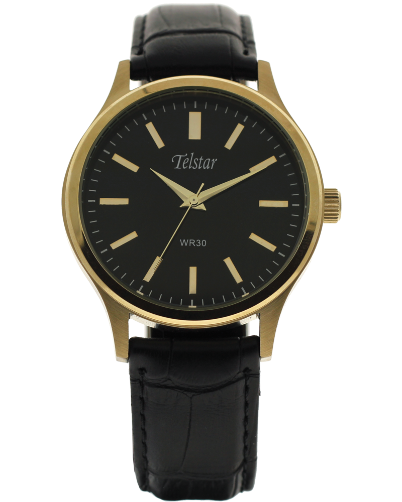 Telstar Men's Gold Black Strap Watch M1035 LYJ