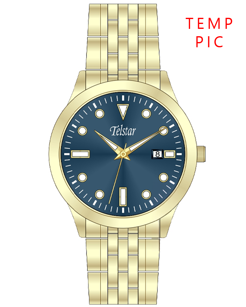 Telstar Men's Gold Blue Bracelet Watch M1070 BYL