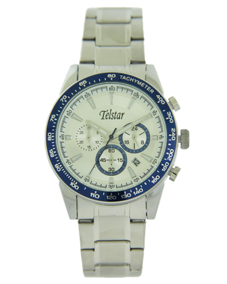 Telstar Men's Monza Chronograph Silver Bracelet Watch M3012 BSS