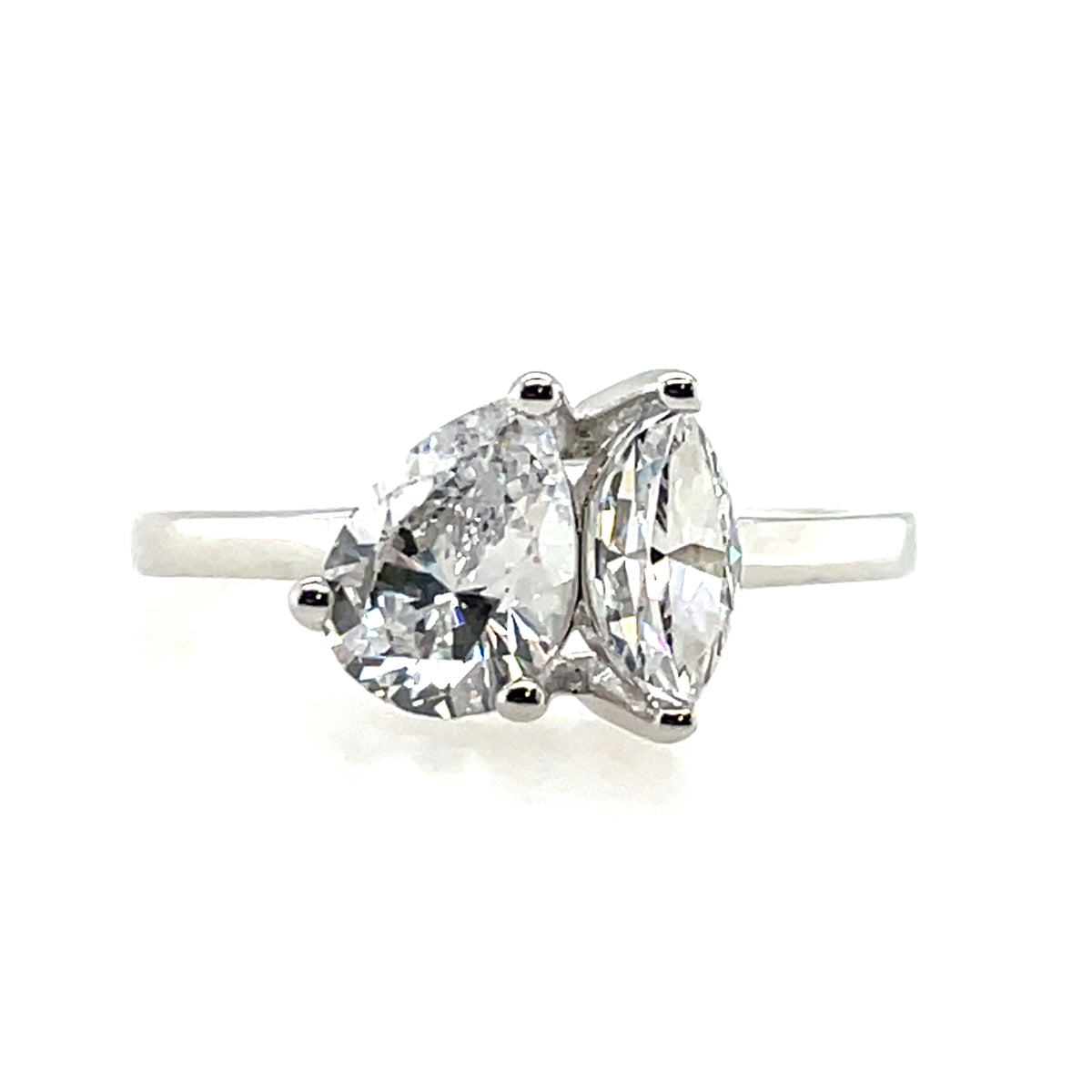 Sterling Silver CZ Amante Pear & Marquise Ring N2141