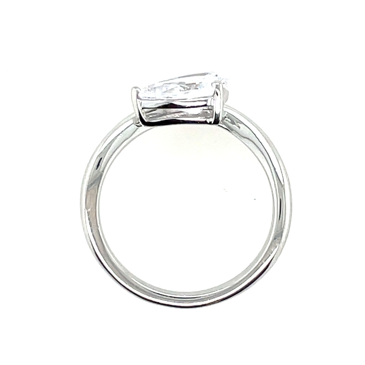Sterling Silver CZ Pear Wave Ring N2171