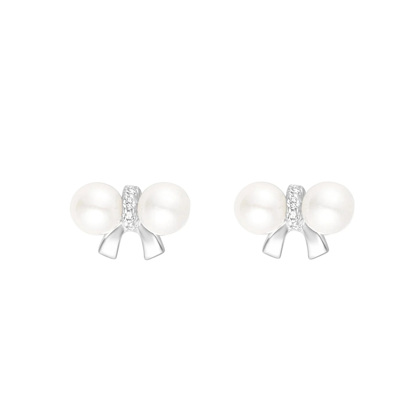 Silver CZ and Pearl Stud Earrings N3589
