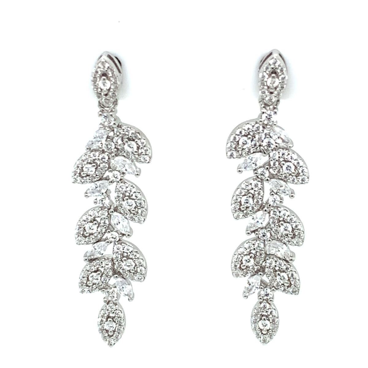 Sterling Silver CZ Marquis Flower Drop Earrings N3590 – Baumann