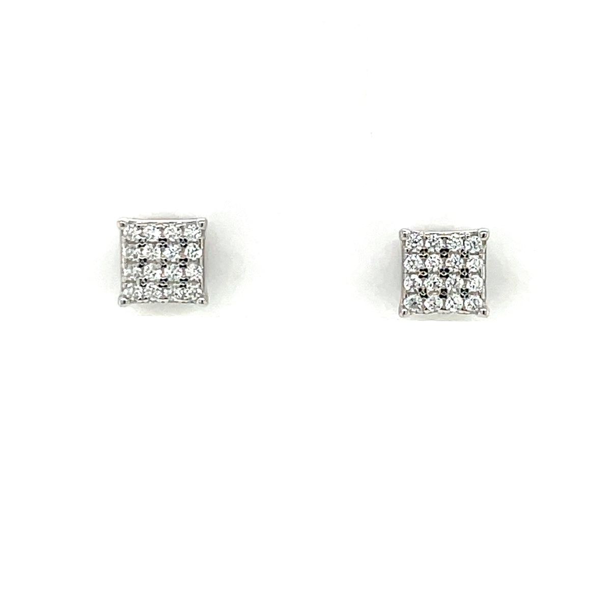 Sterling Silver CZ Pavé Stud Earrings N3871