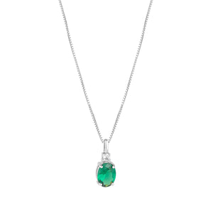 STERLING SILVER CZ TOPPED EMERALD OVAL PENDANT N4555