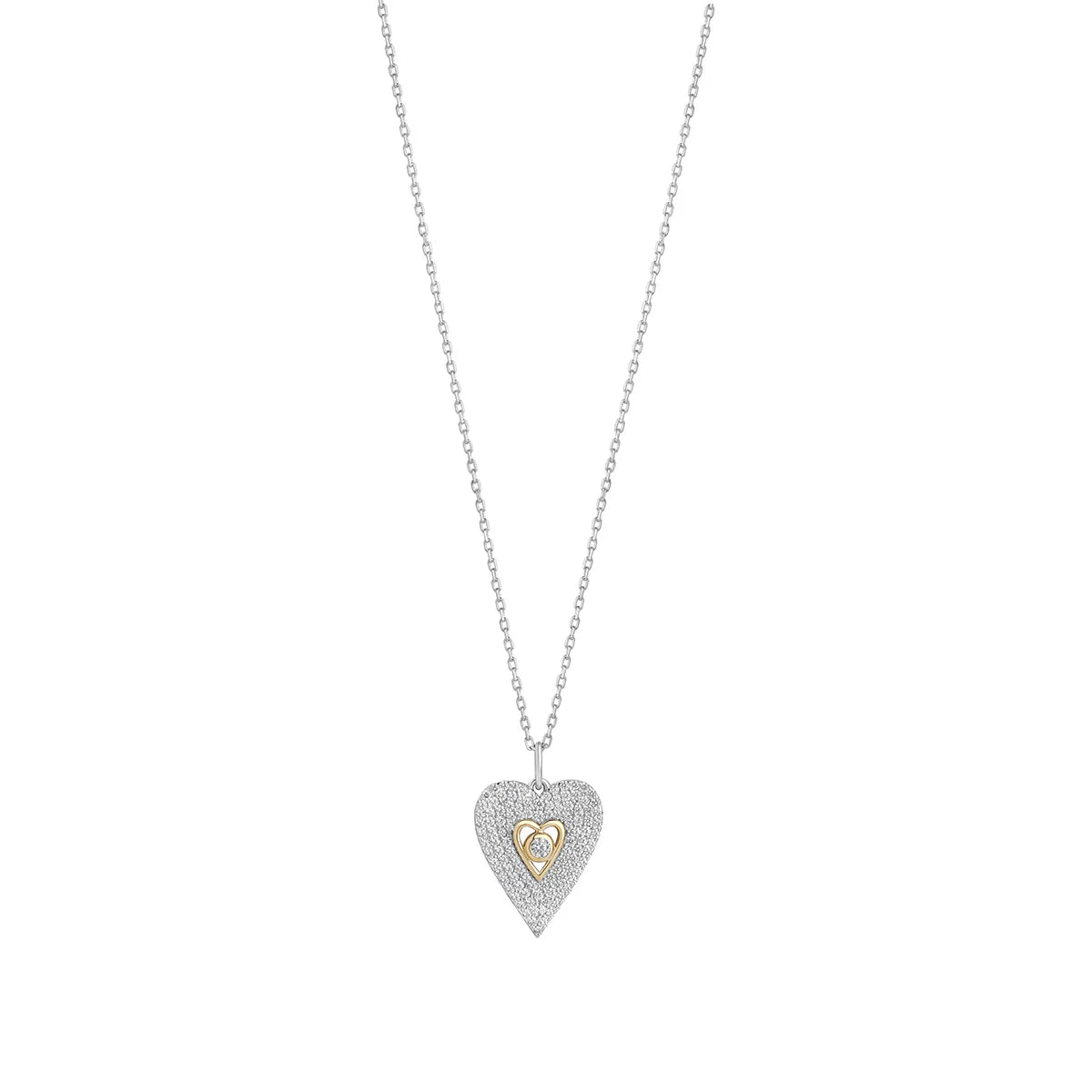 Sterling Silver Encrusted Yellow Heart Pendant N4581