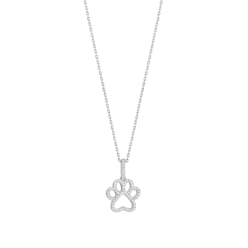 Sterling Silver Cz Dog Paw Pendant N4590