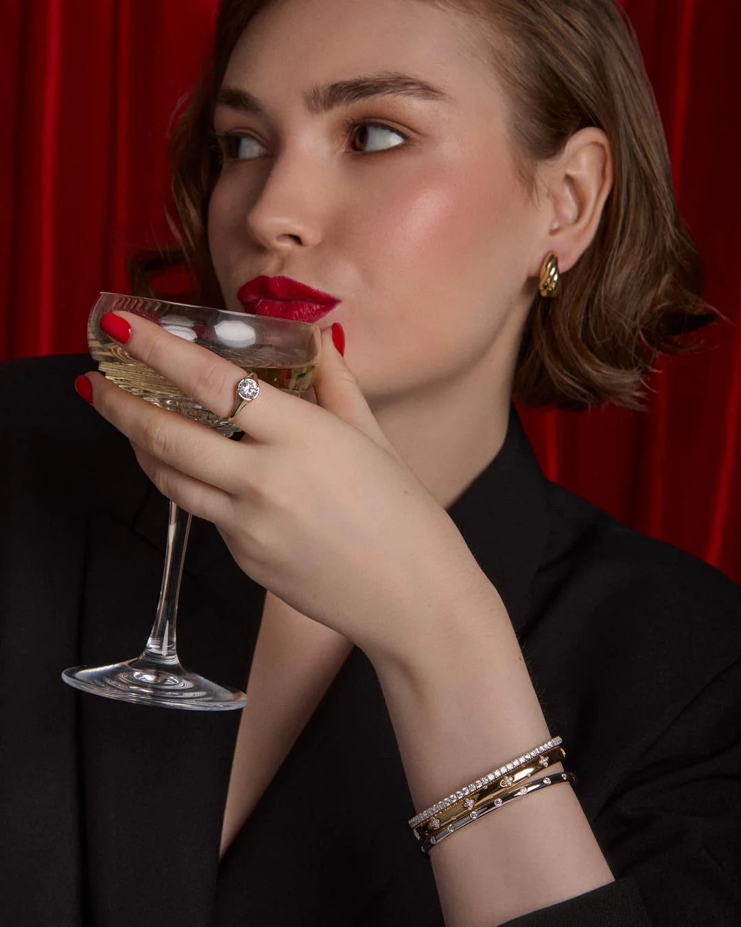 Gold Plated CZ Clover Bangle N5064