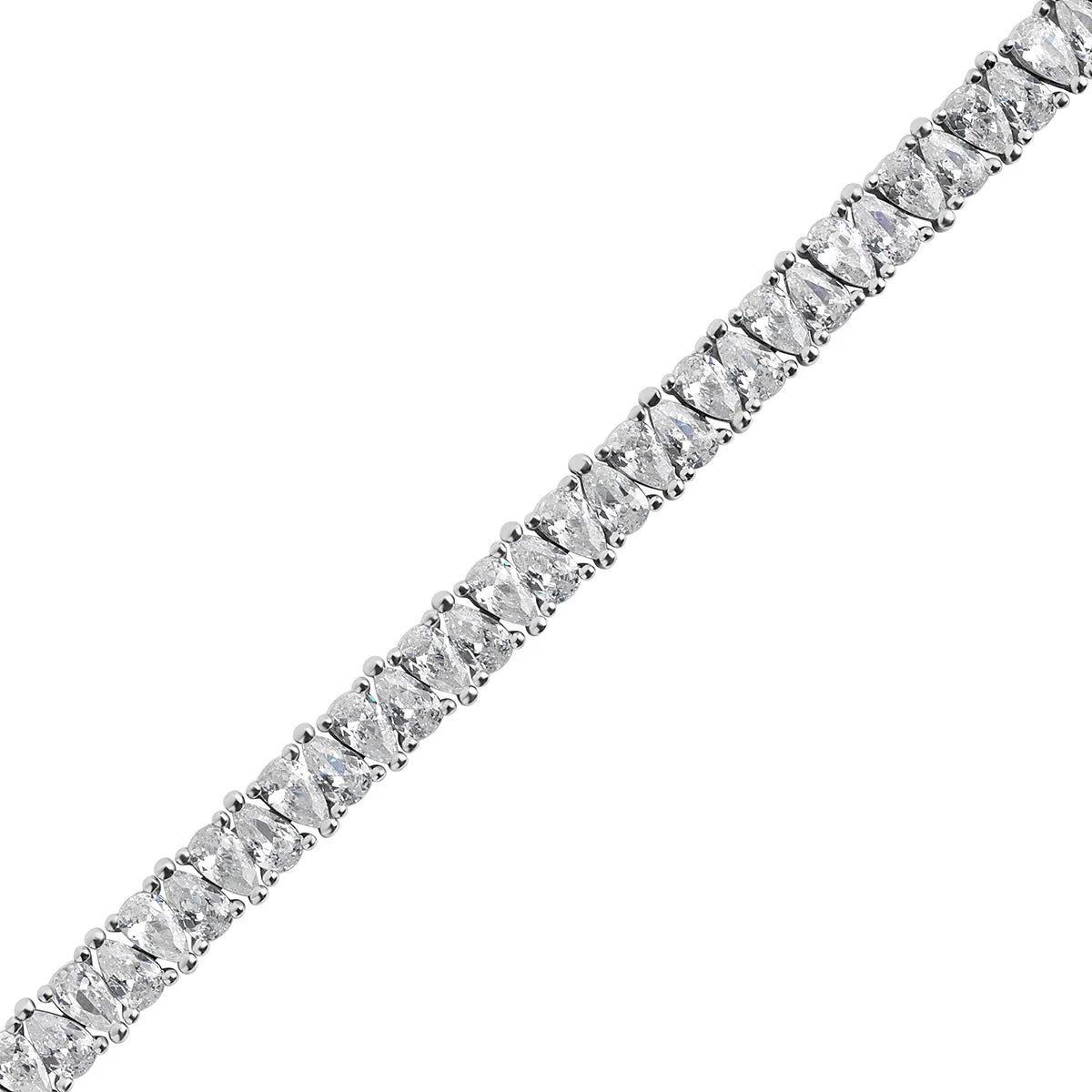 Sterling Silver Cz Pear Tennis Bracelet N8192
