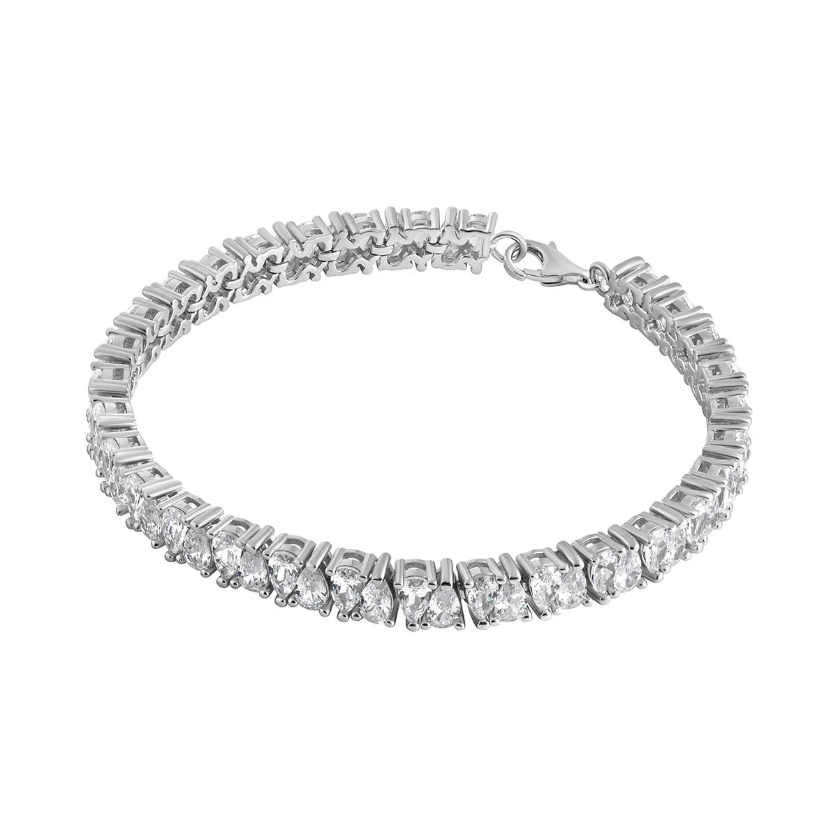 Sterling Silver Cz Pear Tennis Bracelet N8192