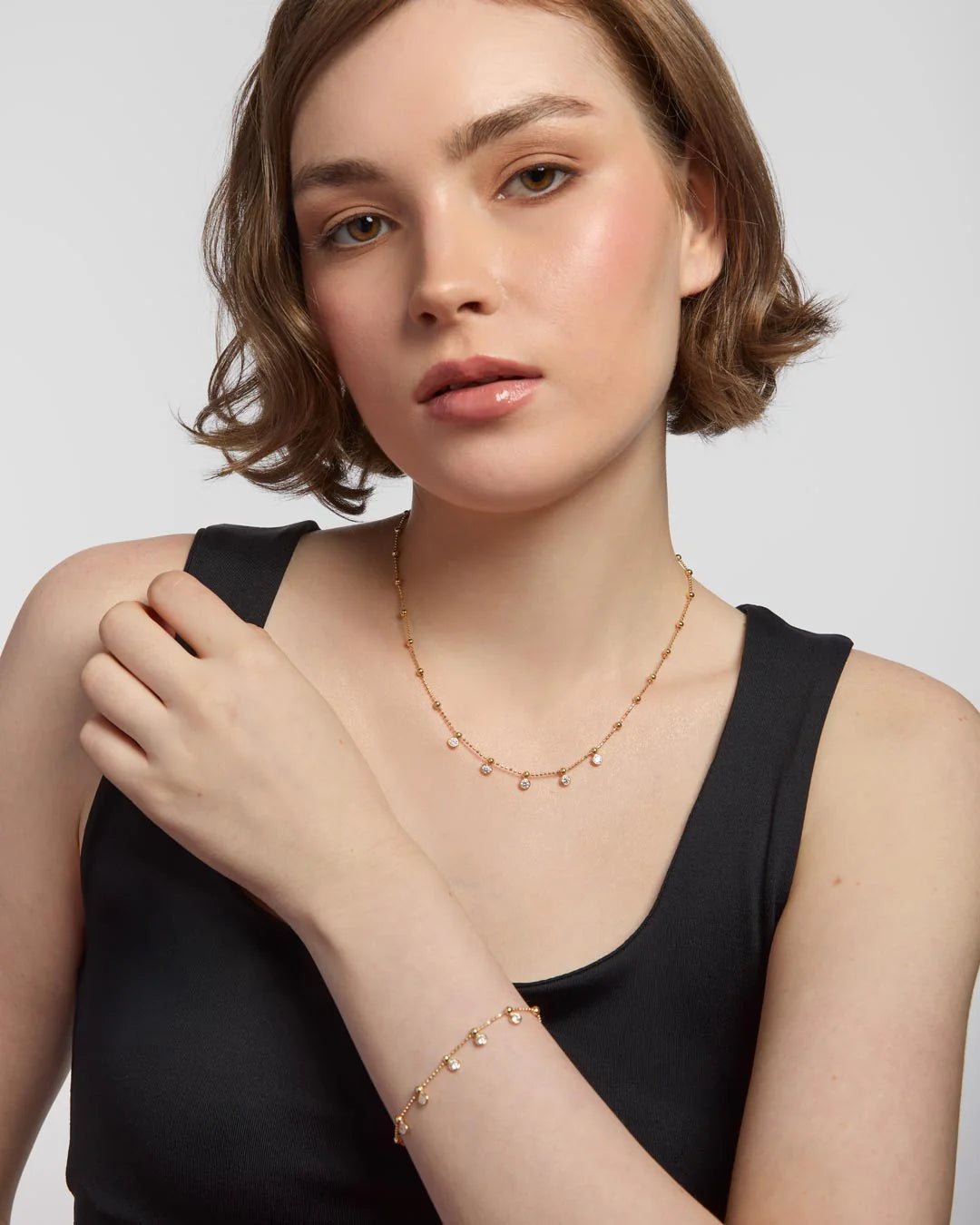 Gold Plated CZ Charm Necklace N9214