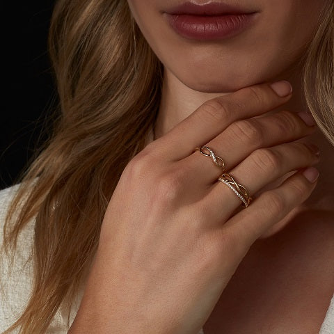 9ct Gold CZ Infinity Ring GRZ364