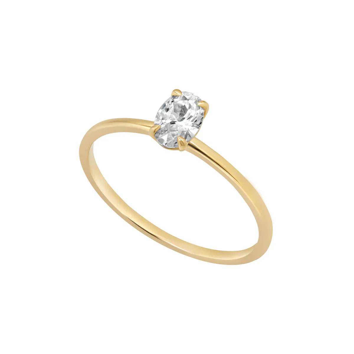 9ct Gold Single Oval Cz Ring GRZ365