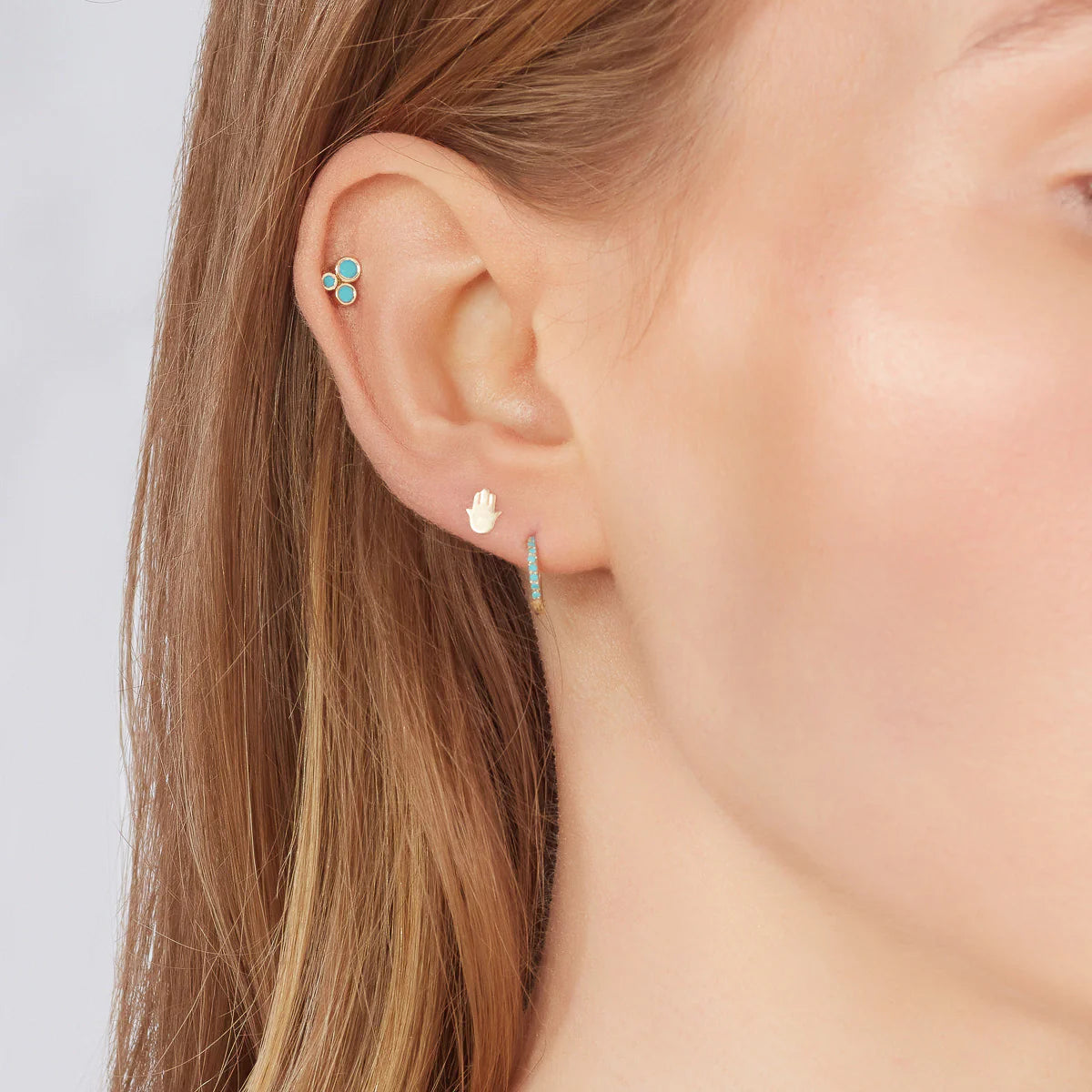 9ct Gold Turquoise Piercing Earring NG3404