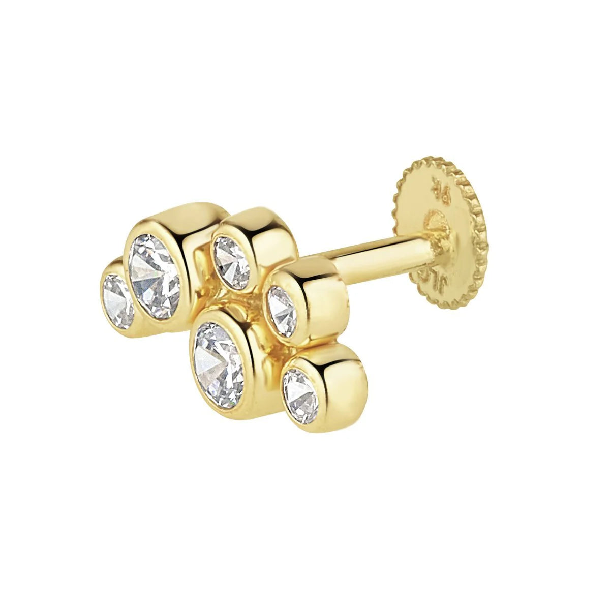 9ct Gold Rubover Cluster Piercing Earring NG3405