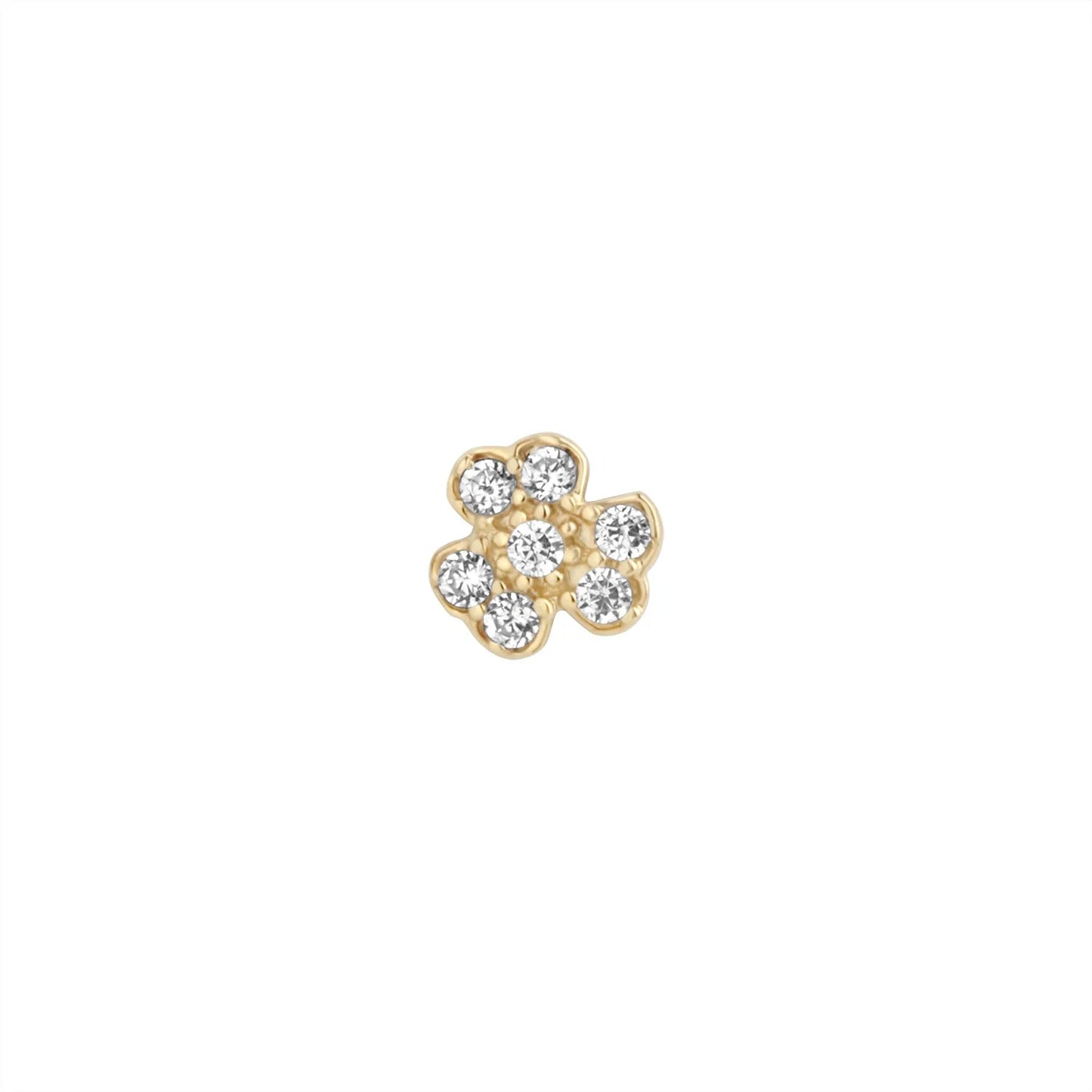 9ct Gold CZ Shamrock Piercing Earring NG3700