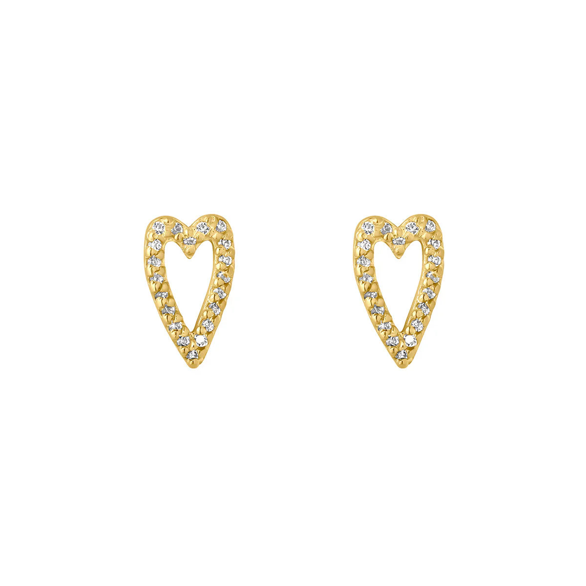 9ct Gold Cz Open Heart Stud Earrings GEZ768