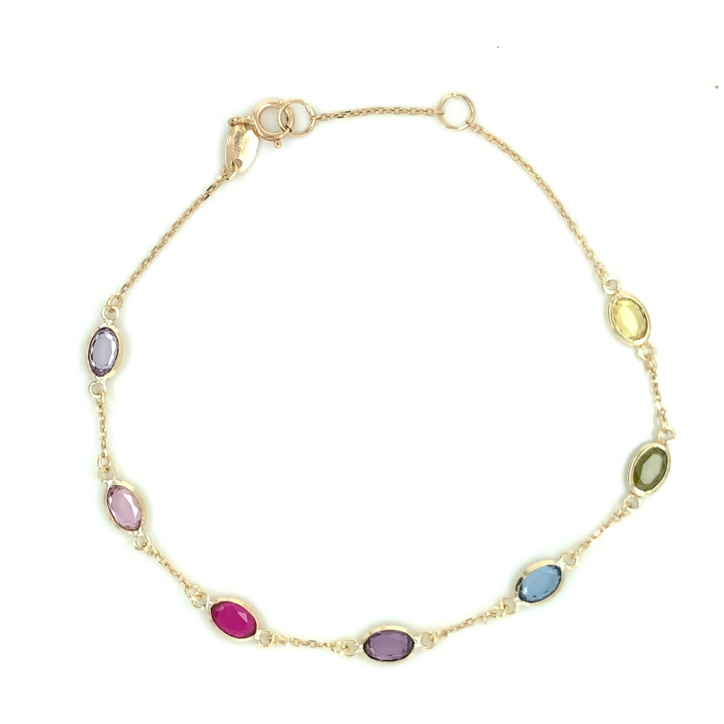 9ct Gold Multi Colour Stone Set Bracelet GB496