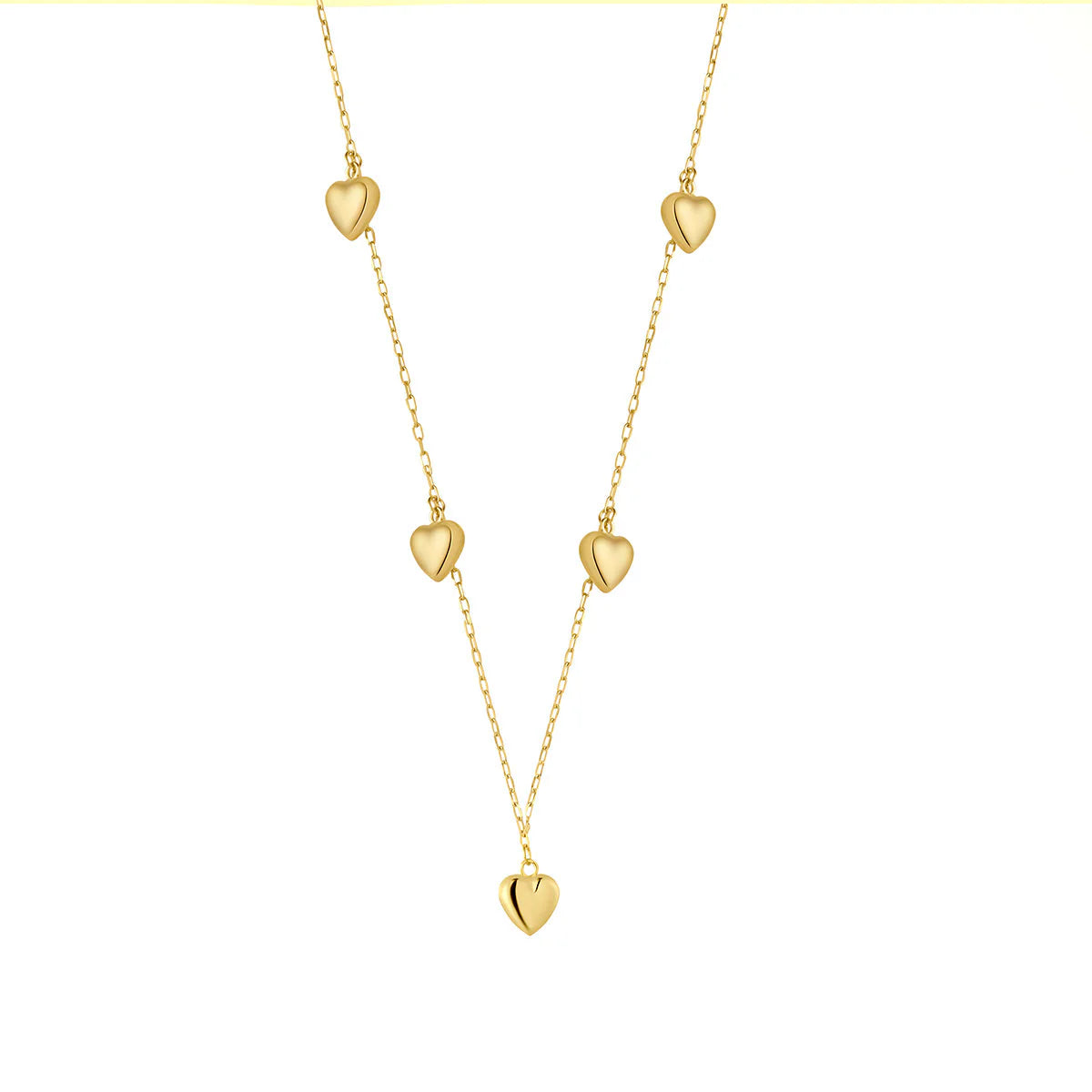 9ct Gold Five Bubble Heart Drop Necklet GP857