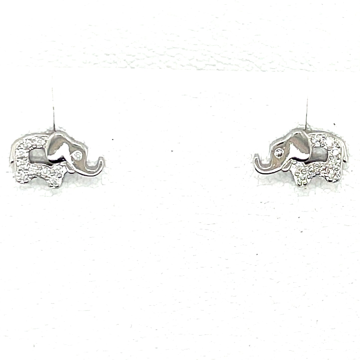 Sterling Silver CZ Elephant Stud Earrings NK017/E