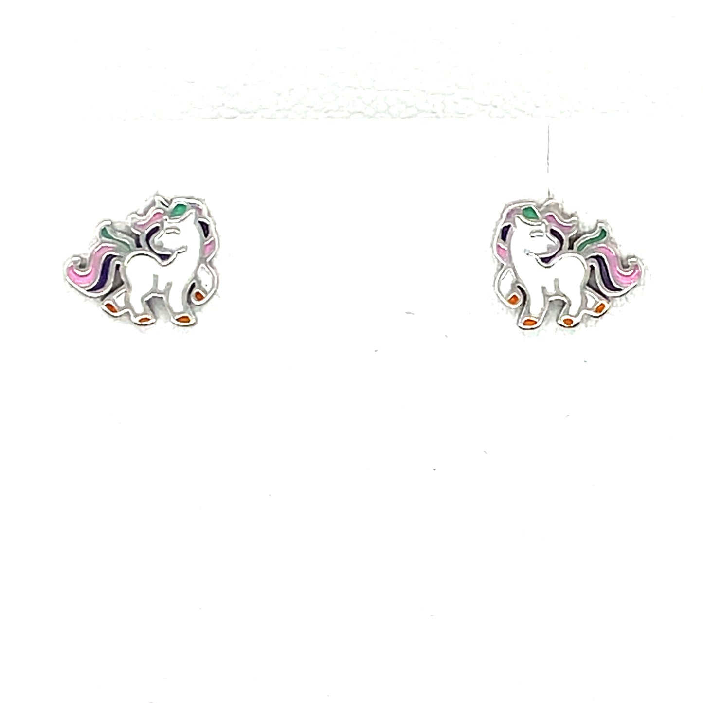 Sterling Silver Enamel Unicorn Stud Earrings NK096/E