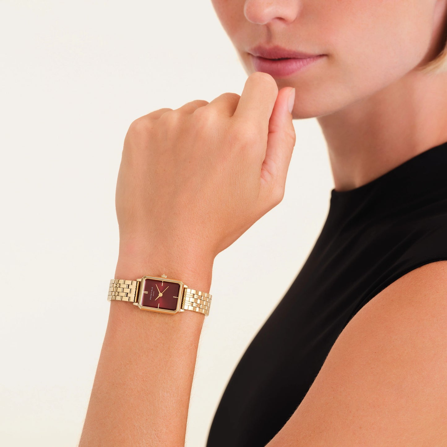 Rosefield Octagon XS Gold Burgundy Watch OBGSG-O83