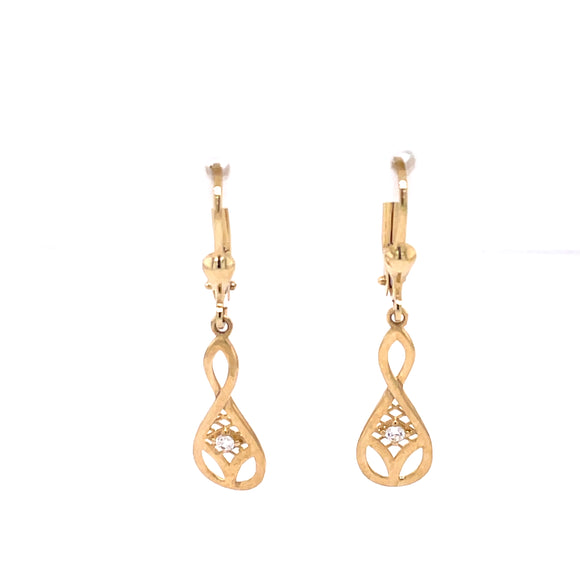 9ct Gold CZ Infinity Drop Earrings GEZ704
