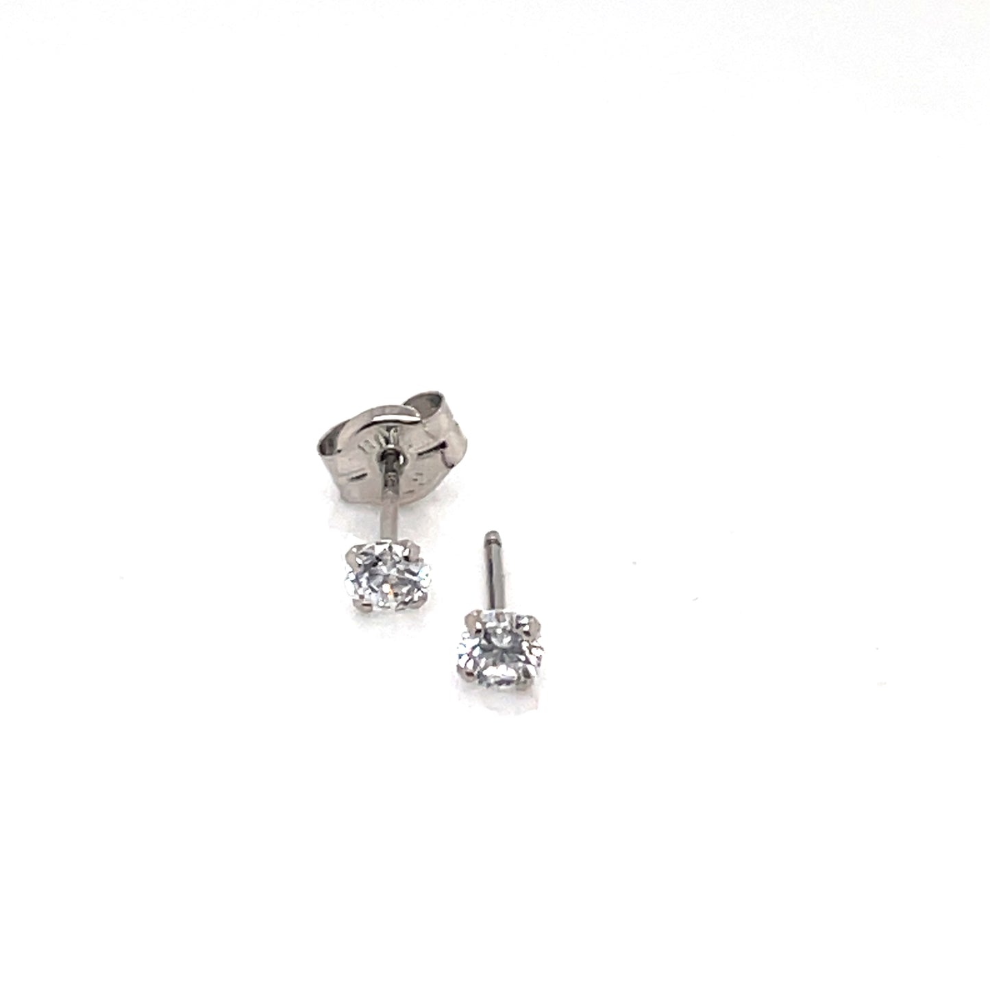 9ct White Gold 3mm CZ 4-Claw Stud Earrings WEZ066