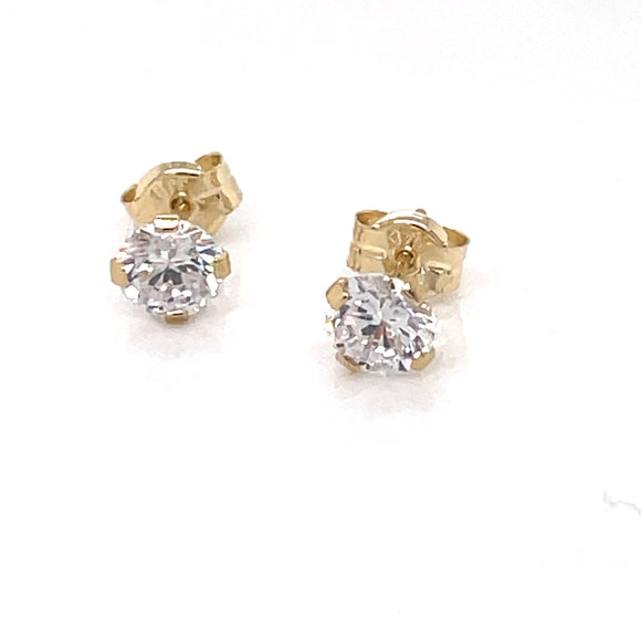 9ct Gold 5mm CZ 4-Claw Stud Earrings P2503Z