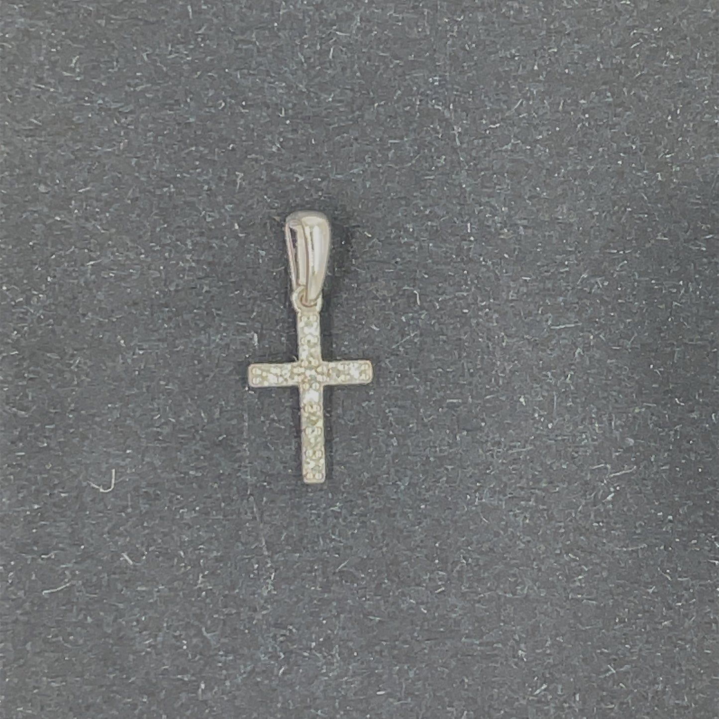 14ct White Gold Tiny Diamond Cross DP089