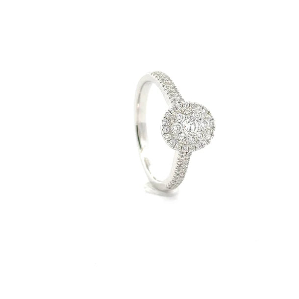 9ct White Gold Diamond Oval Halo 0.52ct Engagement Ring Z181