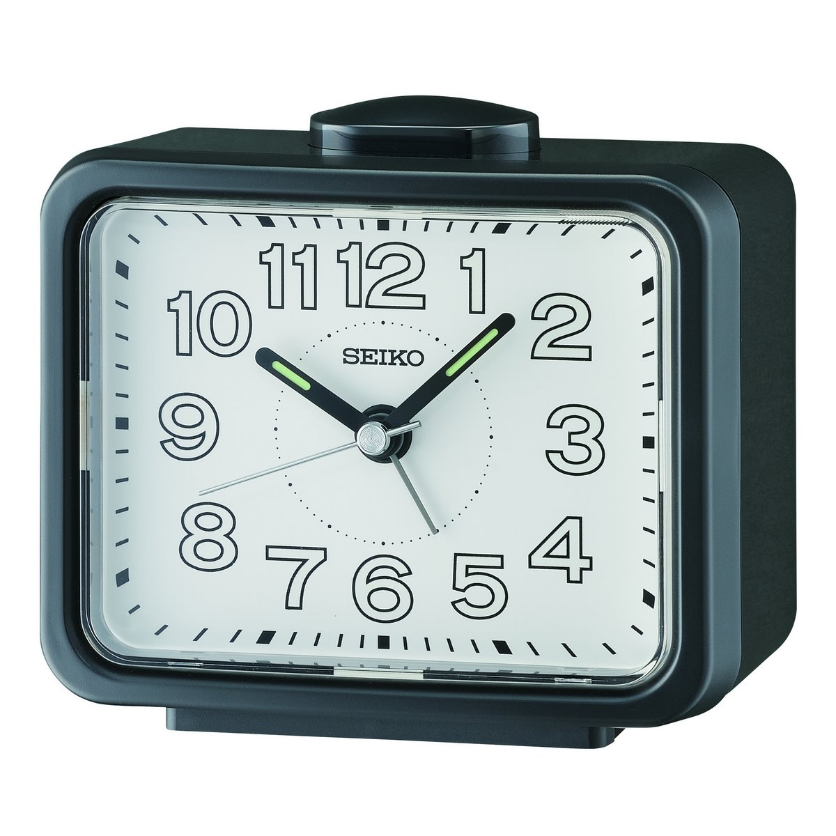 SEIKO QUARTZ BEDSIDE BLACK BELL ALARM CLOCK QHK061K