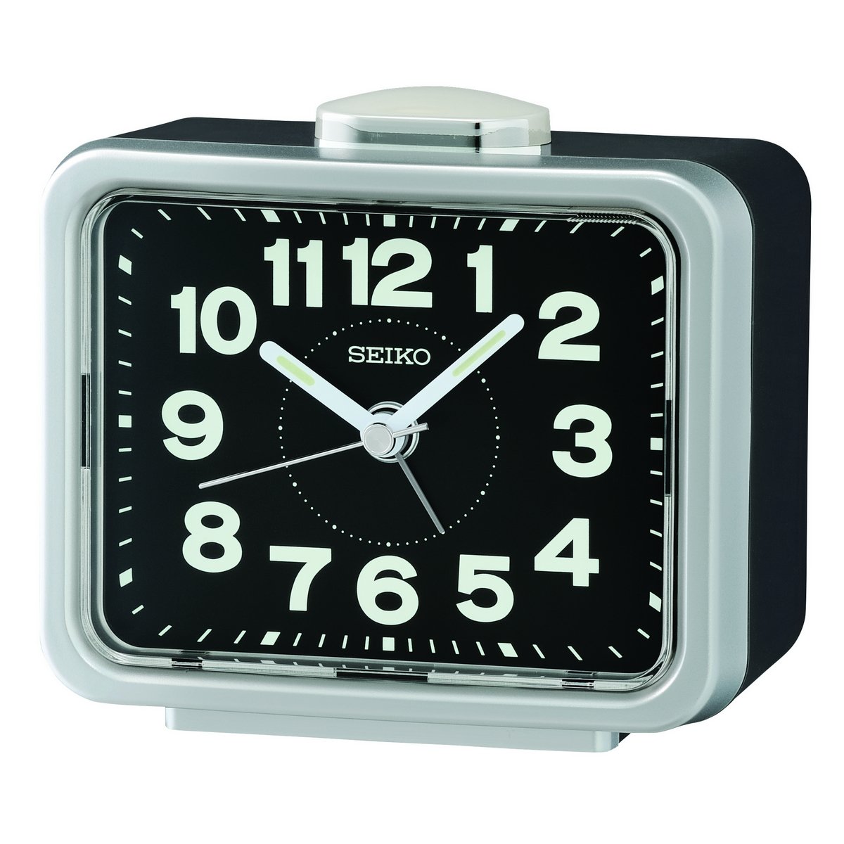 SEIKO QUARTZ SILVER BELL BEDSIDE ALARM CLOCK QHK062S