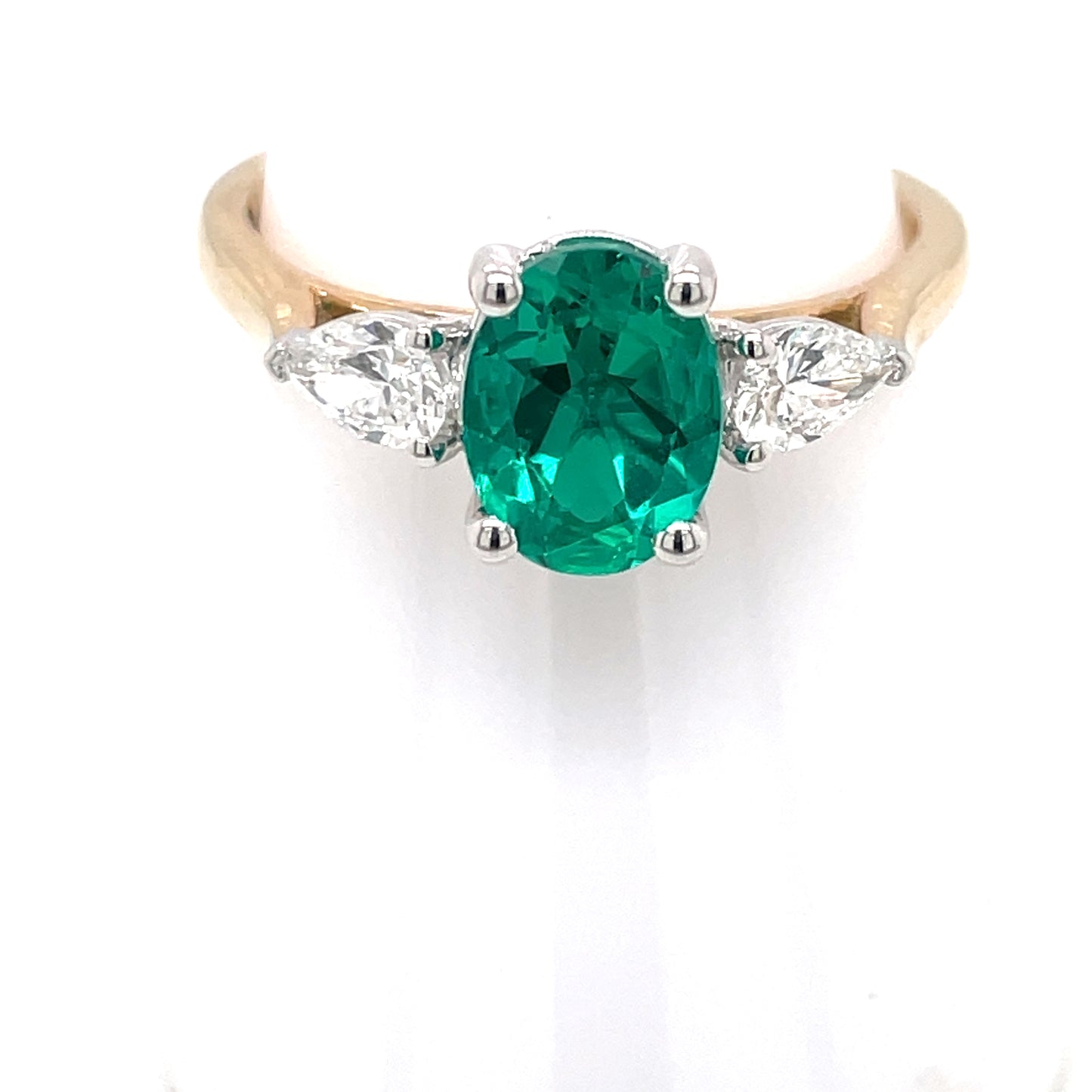9ct Yellow Gold Lab Grown Emerald & Diamond Ring GRE133