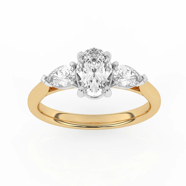 18ct Yellow Gold Lab Grown 1.40ct Oval & Pear Diamond Ring T79