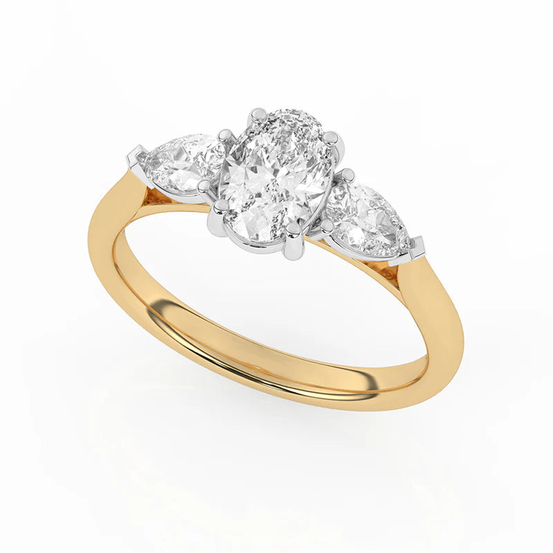 18ct Yellow Gold Lab Grown 1.40ct Oval & Pear Diamond Ring T79