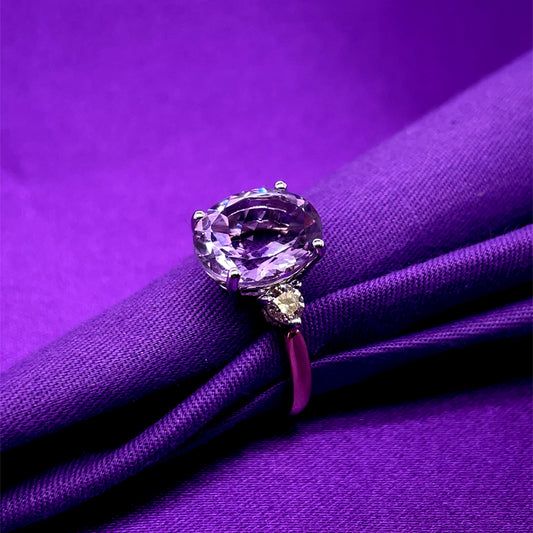 9ct Gold Pink Amethyst & Diamond Cocktail Ring GRZ290
