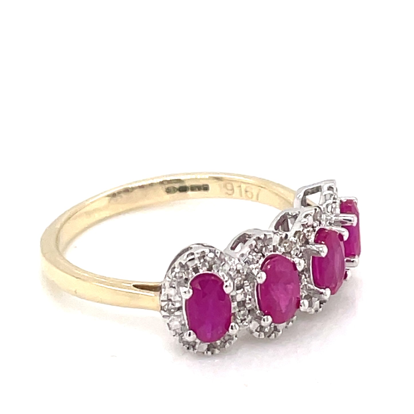 9ct Gold Ruby & Diamond Four Halo Ring GRR140