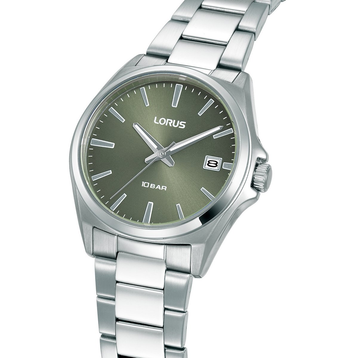 LORUS QUARTZ LADIES STAINLESS STEEL GREEN DIAL BRACELET WATCH RH959SX9
