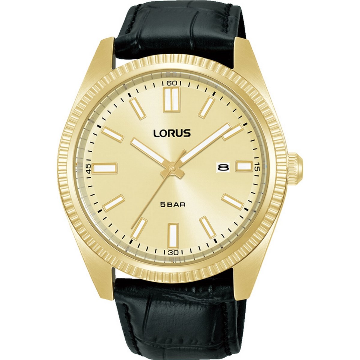LORUS QUARTZ GENTS GOLD PLATED CHAMPAGNE DIAL STRAP WATCH RH976QX9