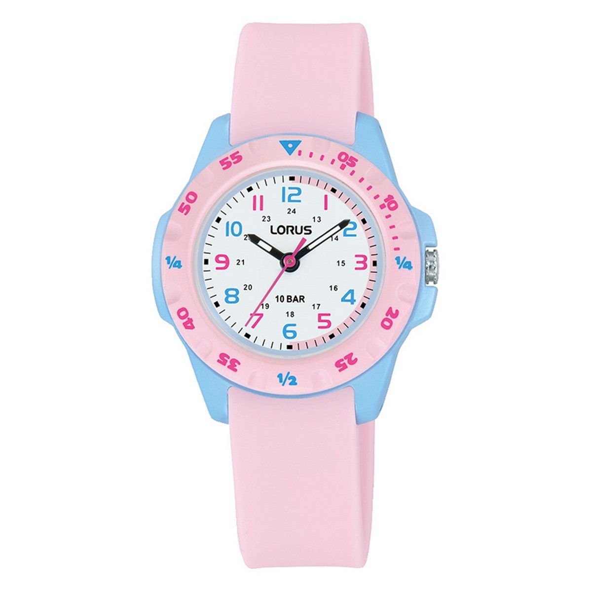 LORUS QUARTZ KIDS WHITE DIAL PINK SILICONE STRAP RRX67JX9