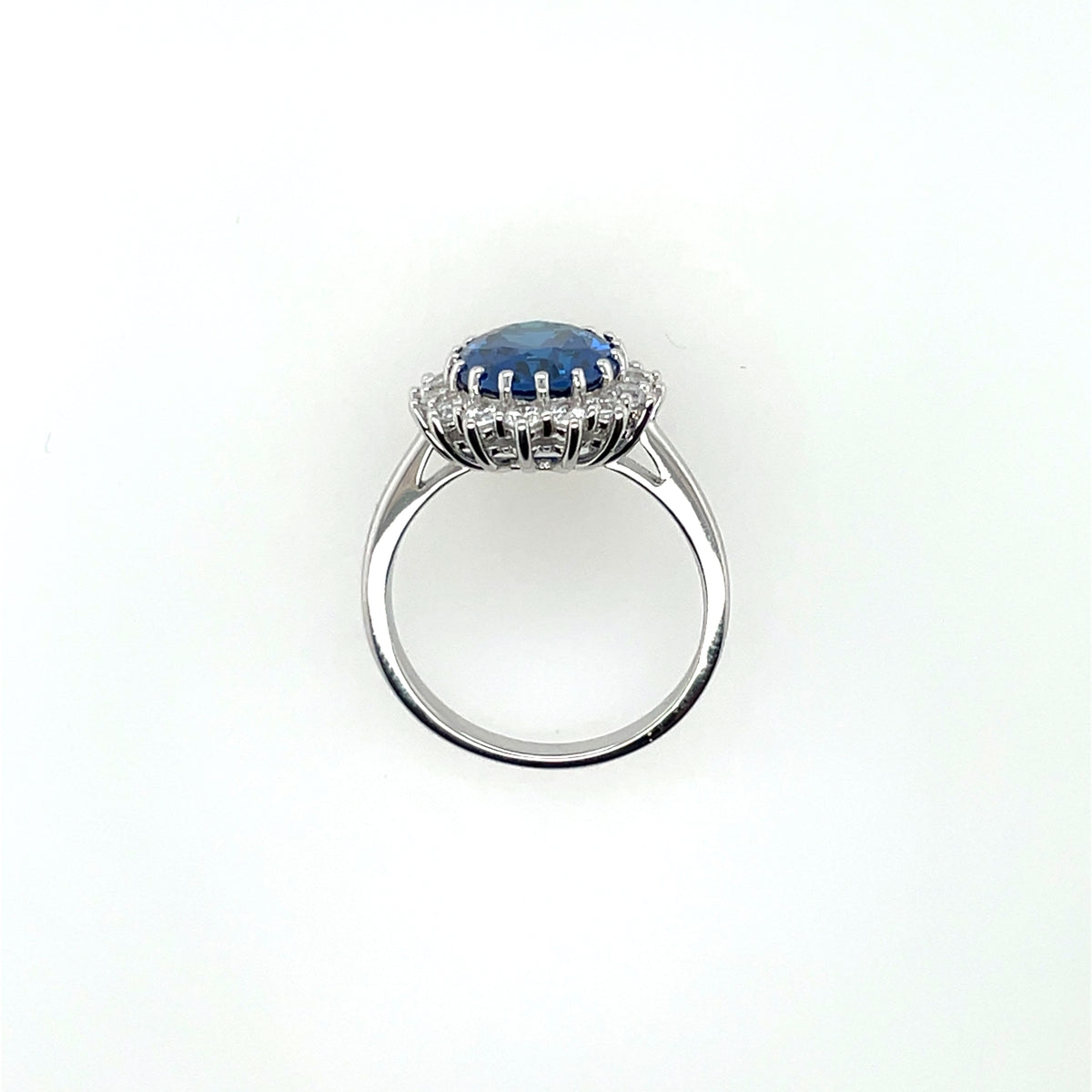Sterling Silver Sapphire CZ Cluster Ring RSE064