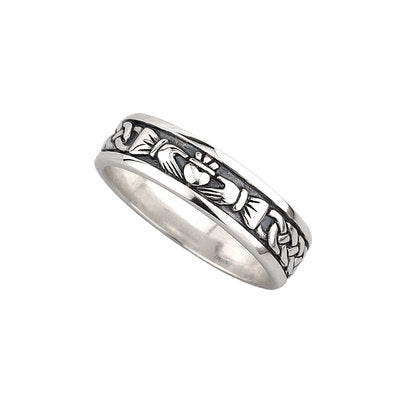 Sterling Silver Ladies Oxidised Claddagh Ring S2829
