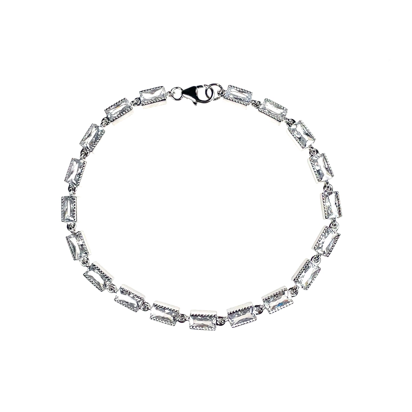 Sterling Silver CZ Rectangles Bracelet SB8132