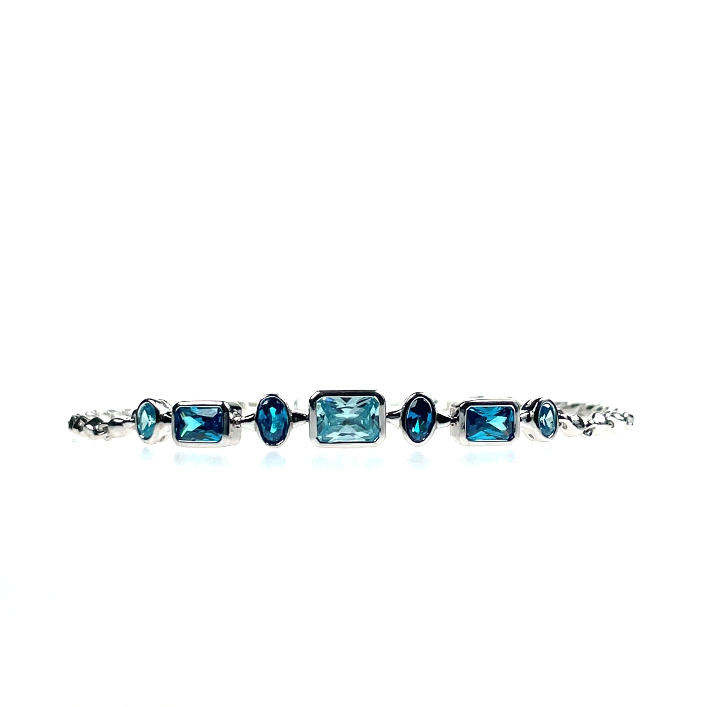 Sterling Silver Aqua/Blue CZ Bracelet SB8357/AQ