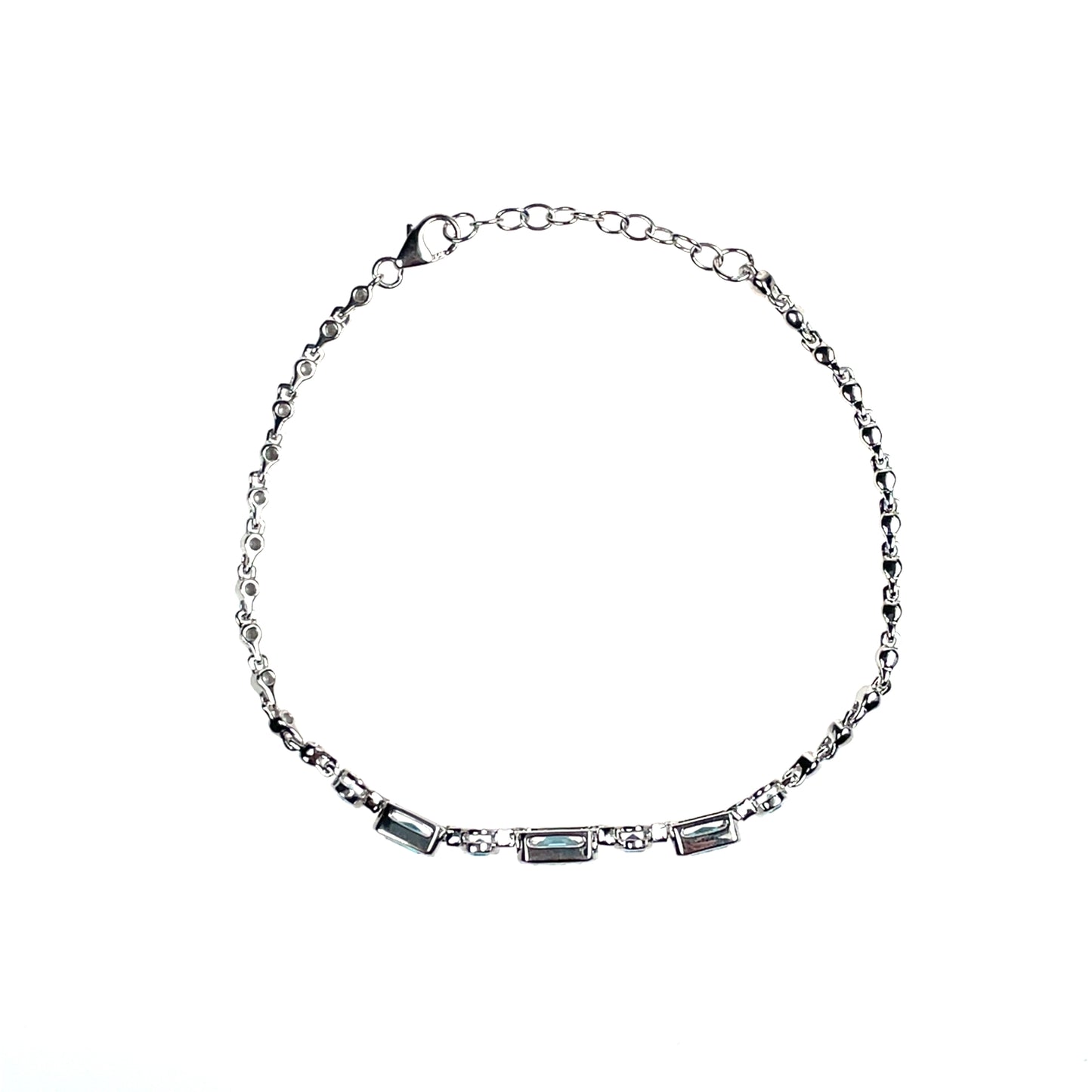Sterling Silver Aqua/Blue CZ Bracelet SB8357/AQ