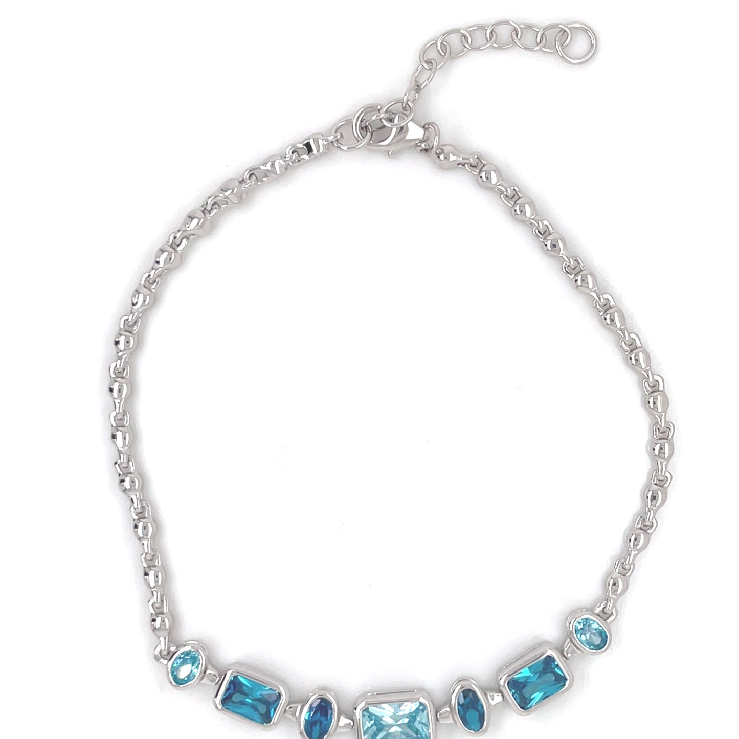 Sterling Silver Aqua/Blue CZ Bracelet SB8357/AQ