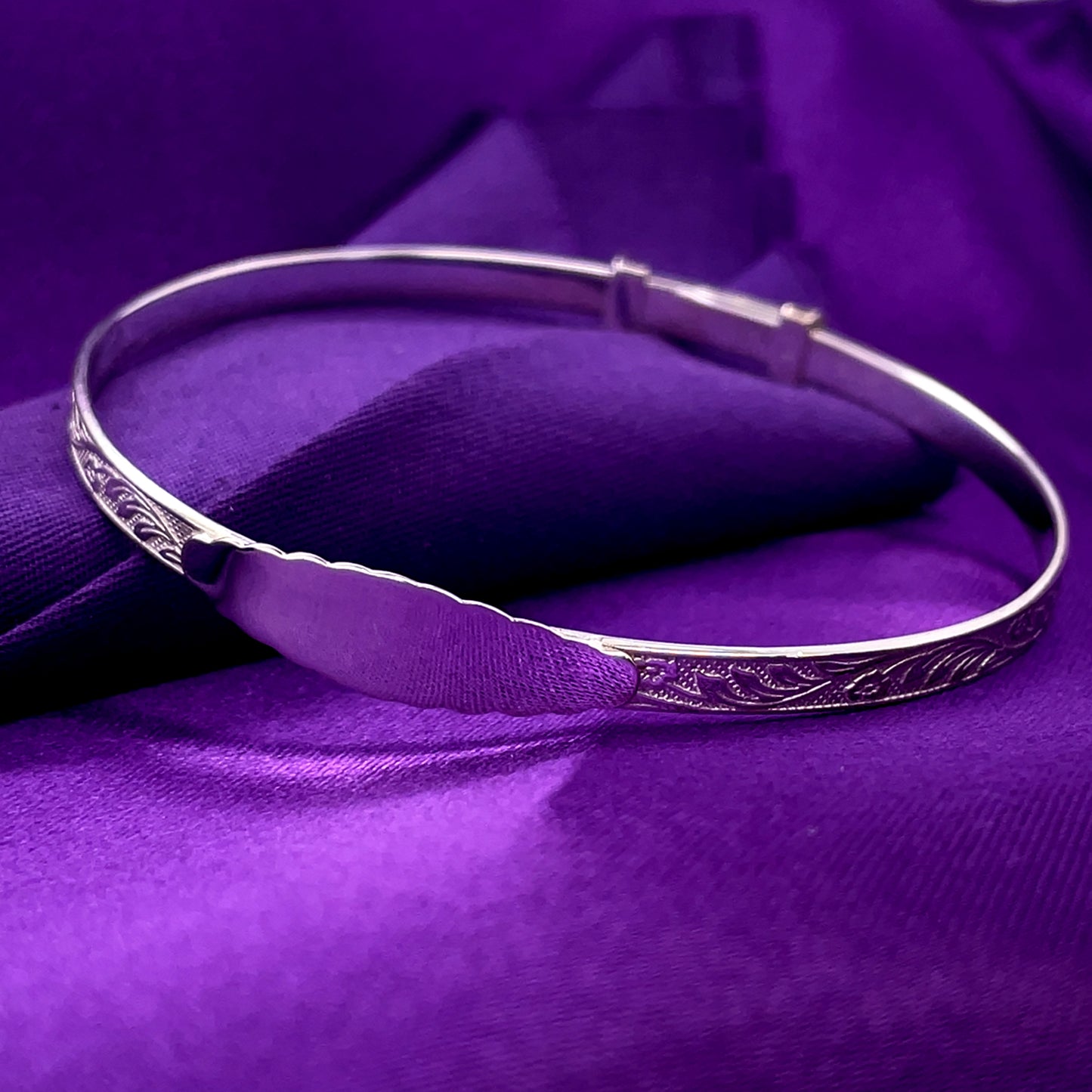 Sterling Silver Scroll Engravable Expanding Bangle Adult SCNB105