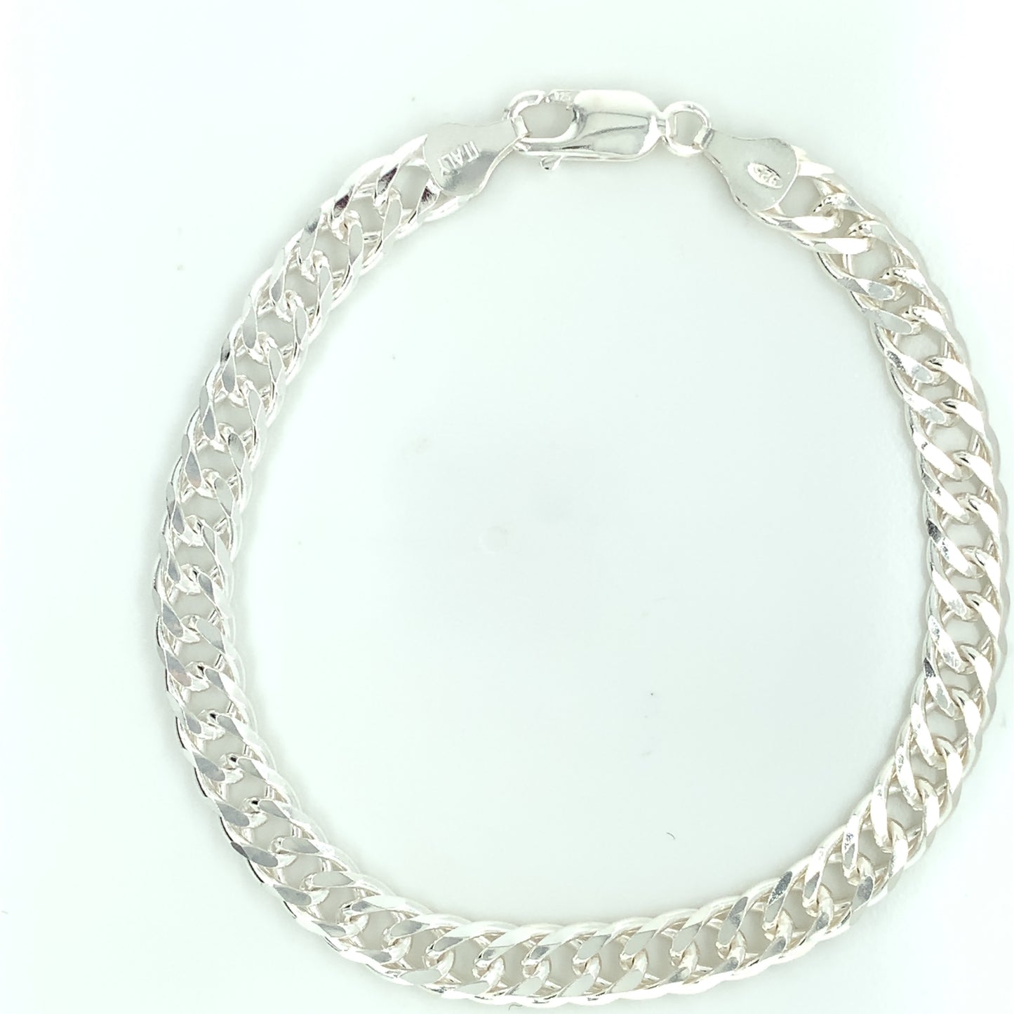 Sterling Silver Solid Double Curb Chain Bracelet SDC120B