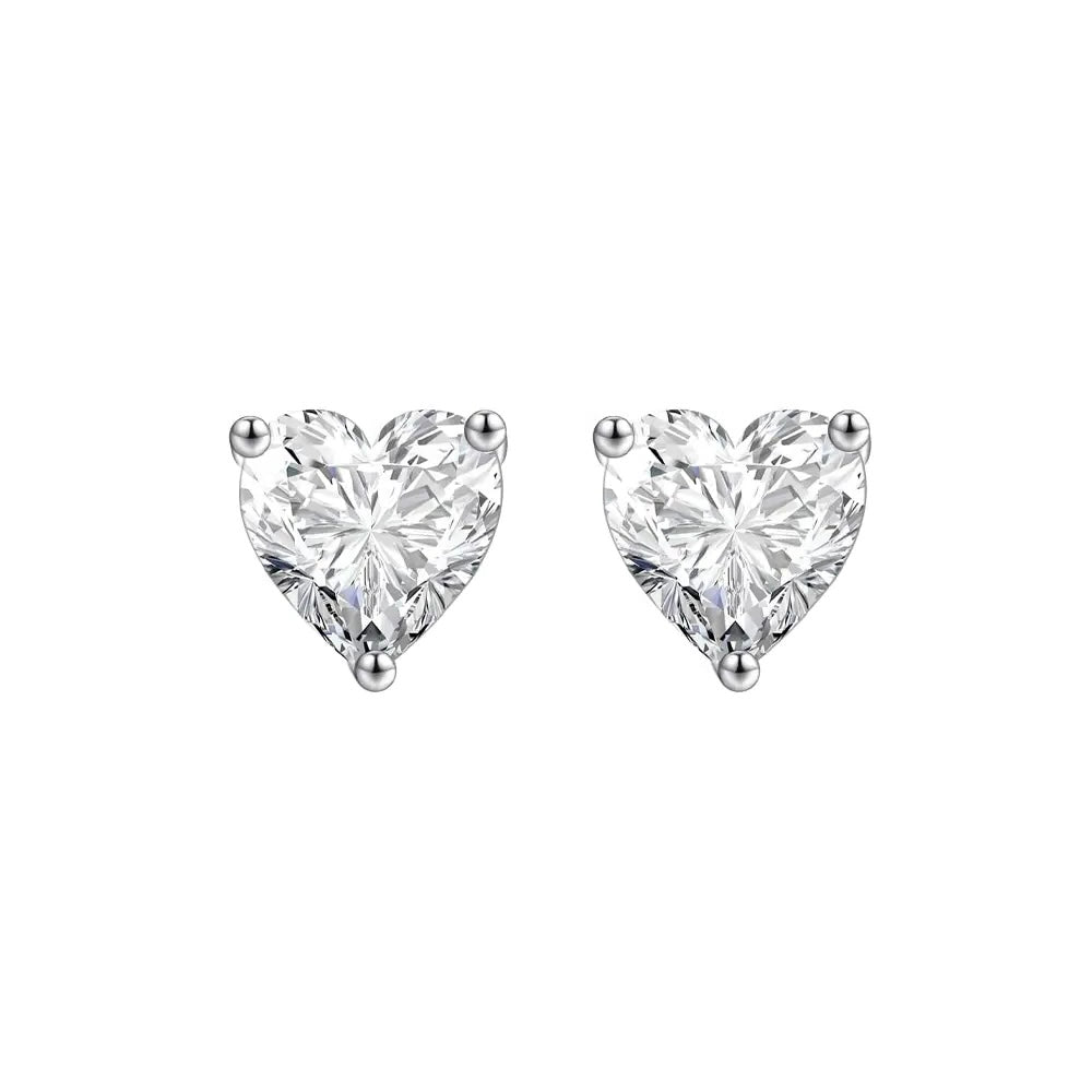 Silver CZ Heart Stud Earrings SE1005